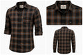 Men's Brown and Black Checkered Cotton Casual Shirt