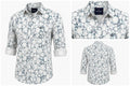 Men's White and Blue Geometric Printed Casual Shirt
