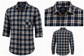 Men's Navy Blue, White, and Red Checkered Cotton Blend Casual Shirt
