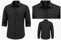 Men's Black and White Checkered Cotton Blend Casual Shirt