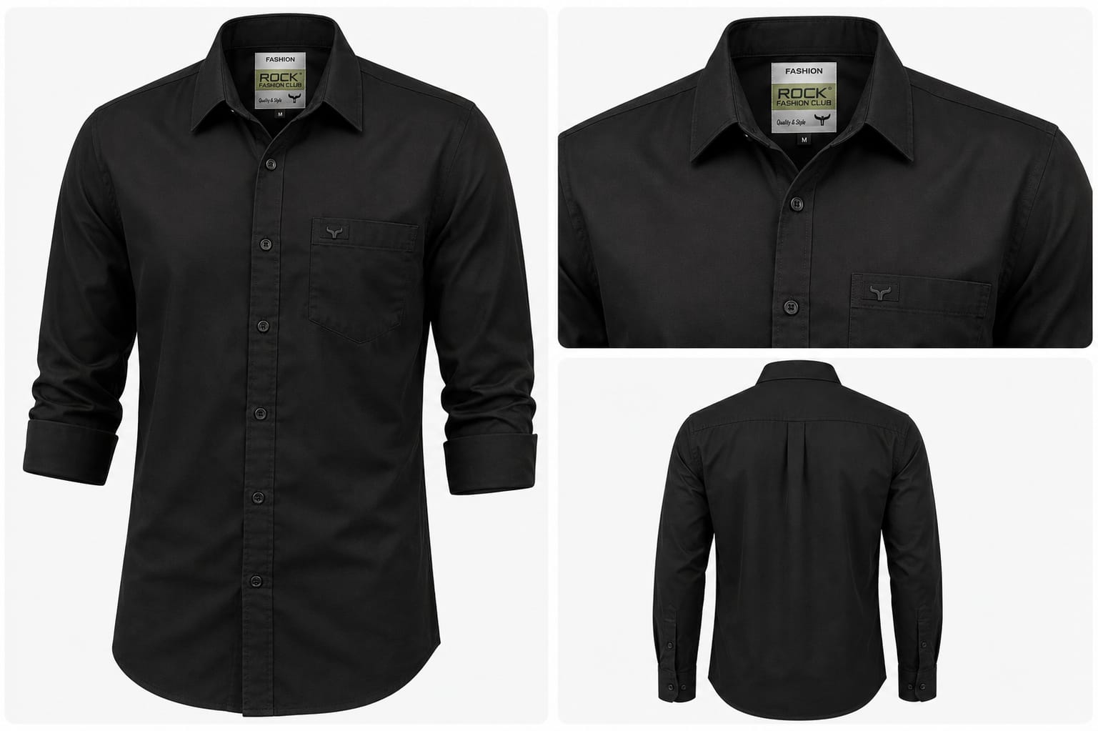 Men's Black Solid Cotton Casual Shirt